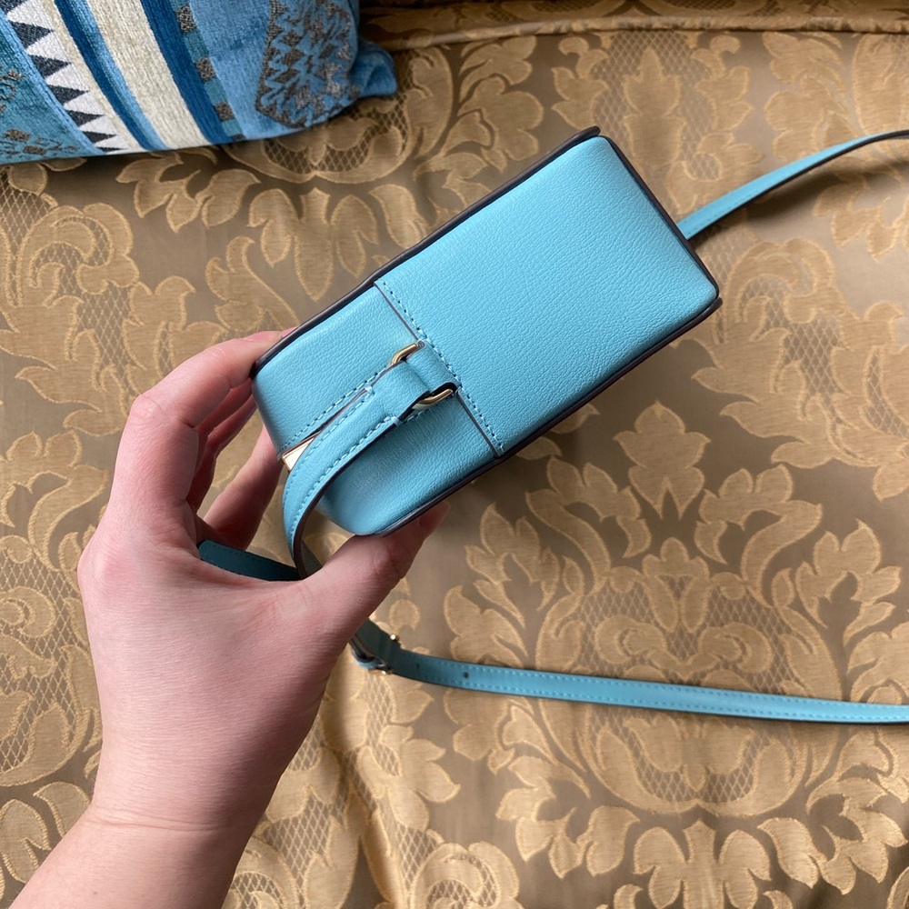 Kate Spade Sienna Turquoise Blue Leather Crossbody Bag Minimalist Structured - Picture 5 of 12
